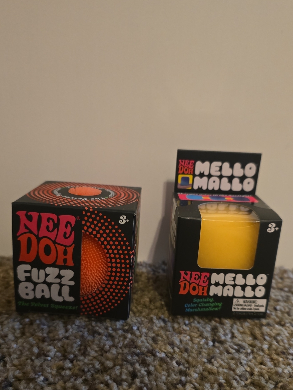 Authentic Orange Needoh Fuzz Ball And Yellow Mello Mallo Needoh